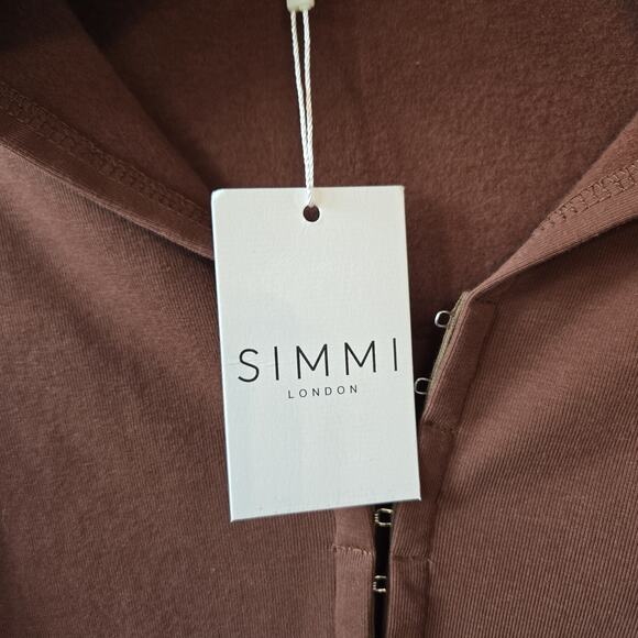 Simmi London Top Womens 6 Corset Tobacco Hook & Eye Cropped Long Sleeve Stretch - Picture 6 of 12